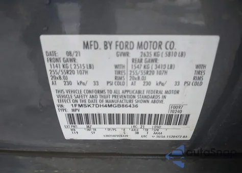 2021 Ford Explorer Xlt z USA, uszkodzony, nr VIN 1FMSK7DH4MGB86436